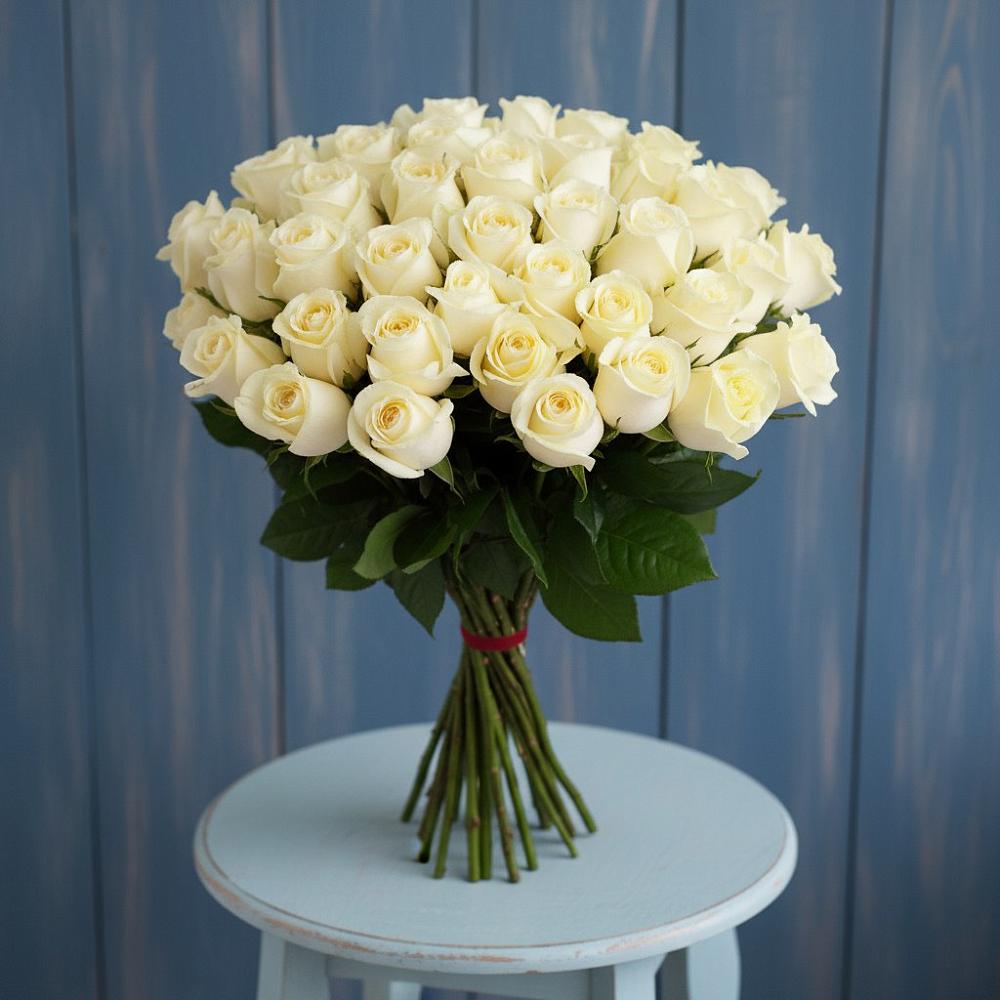 Букет 51 Белая роза Эдлесс Лав в Усть-Илимске