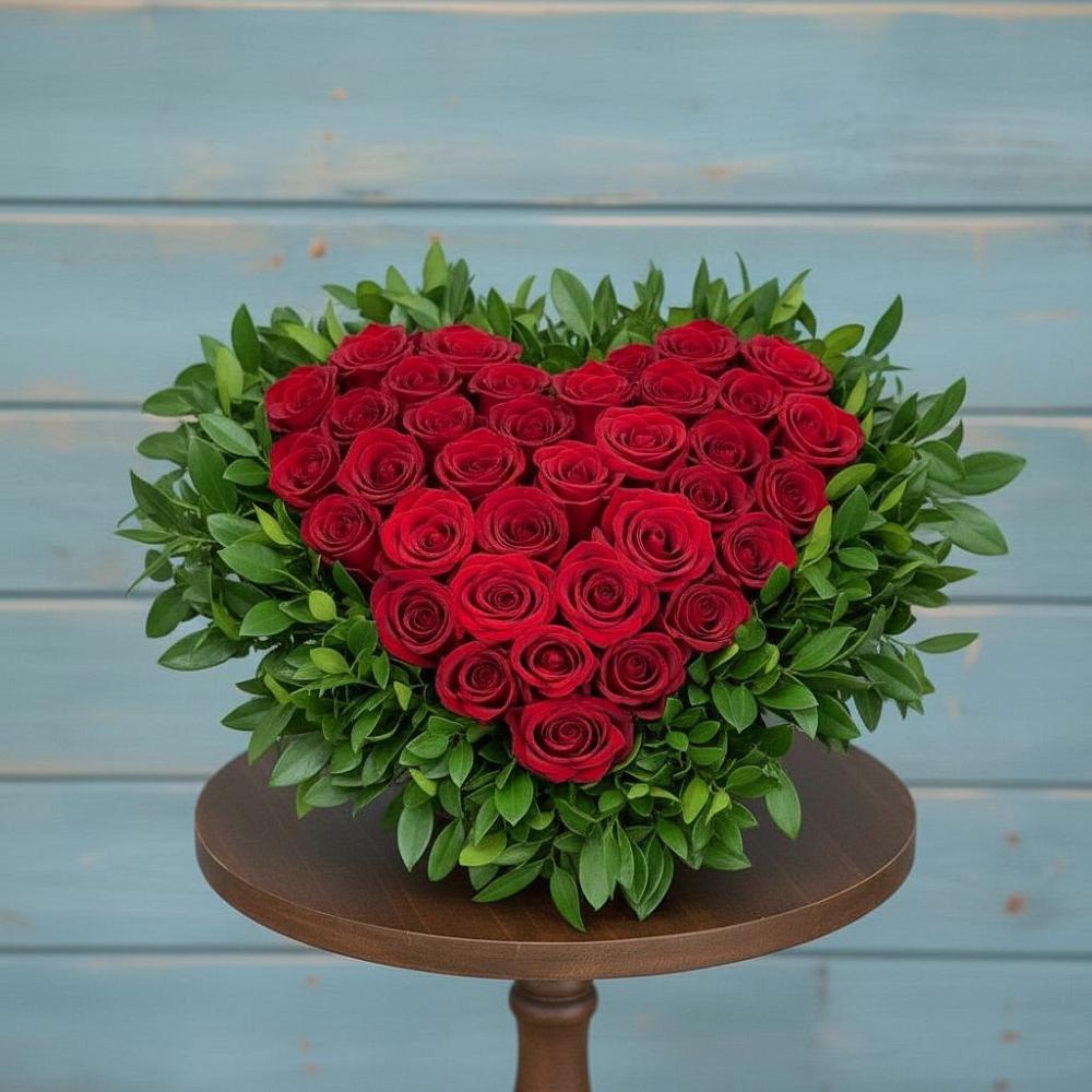 Цветочная композиция из Розы в виде сердца в Усть-Илимске