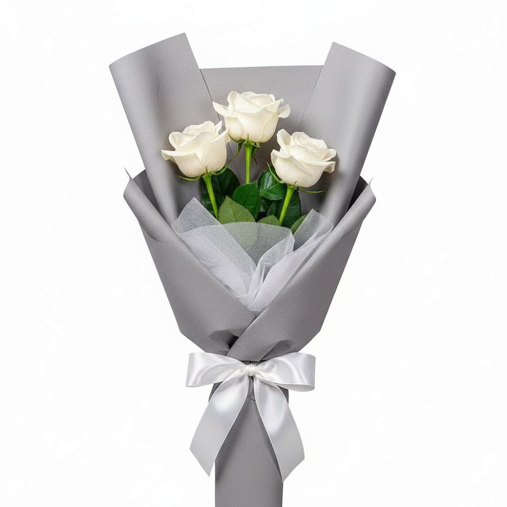 Букет 3 белые розы в Усть-Илимске