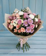 Букет цветов из:  Хризантемы, Розы и Альстромерии #REPLACE_PRED# Усть-Илимске