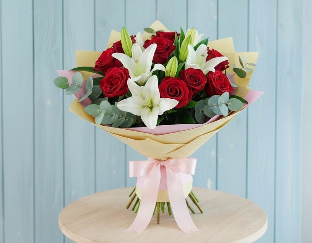 Букет цветов из: Лилии и Розы в Усть-Илимске